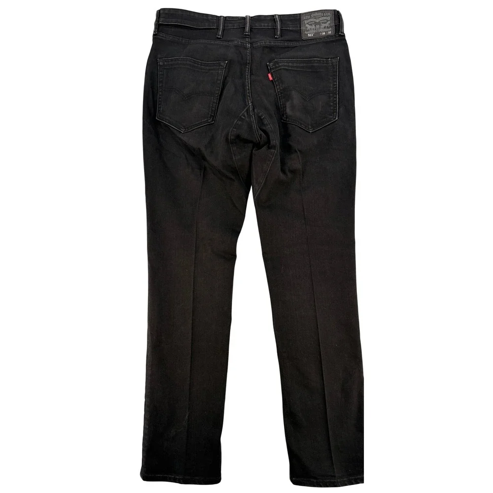 Levi 511 Slim Fit Jeans W38 L32 Black Denim Retro Grunge Streetwear